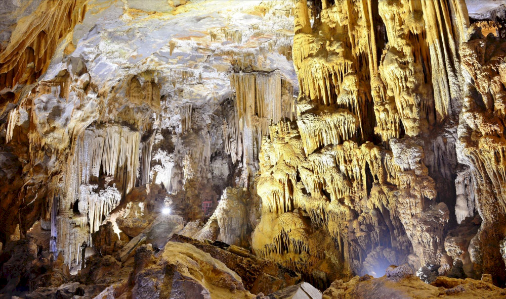 Tien Son Cave provides a cool retreat from the sweltering weather